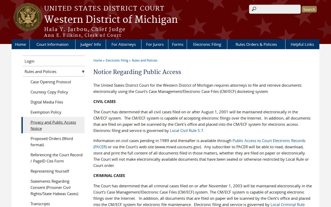 Ontonagon County court docket federal public-access notice
