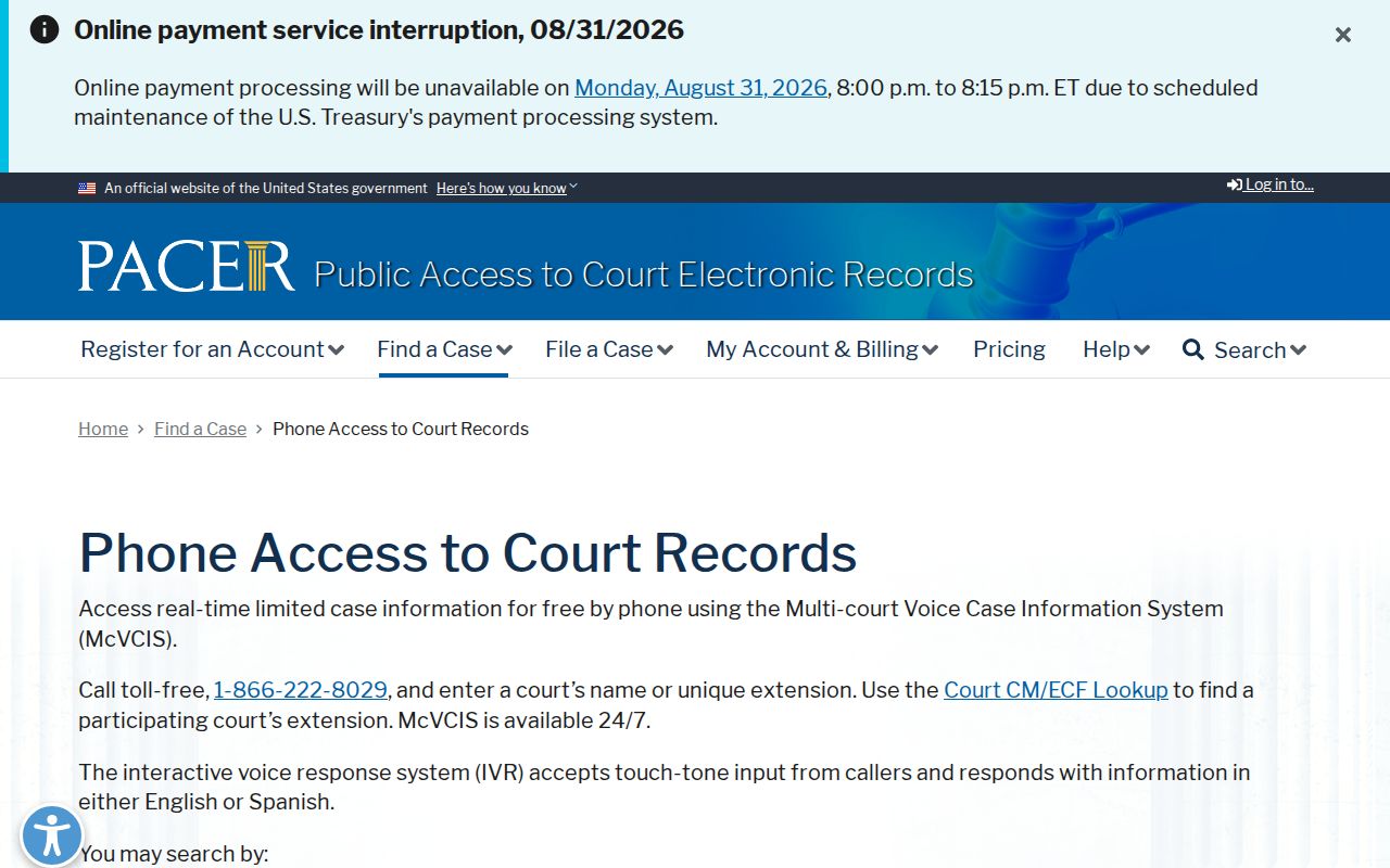 Ontonagon County court docket McVCIS federal phone-access information